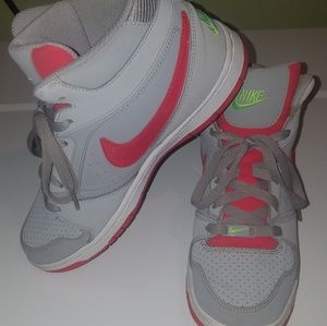 Grey, Red, and Green Nike Air Force High Tops